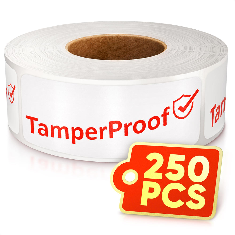 Tamper Proof Stickers, 1 x 3 Inch, White, 250 Pack