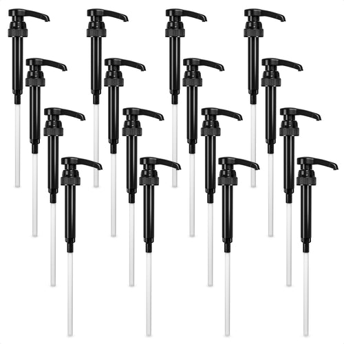 Black Syrup Pumps 16 Pack, 12.4 Inch Adjustable Lockable
