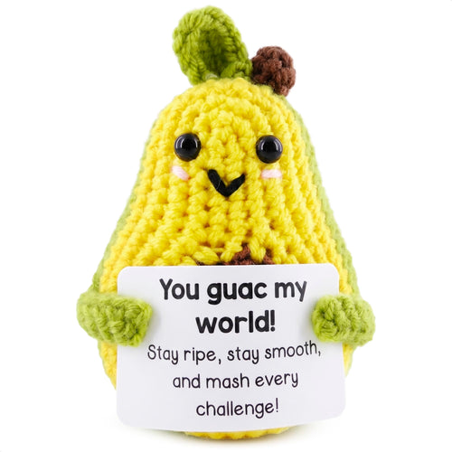 Handmade Crochet Avocado with Affirmation Card