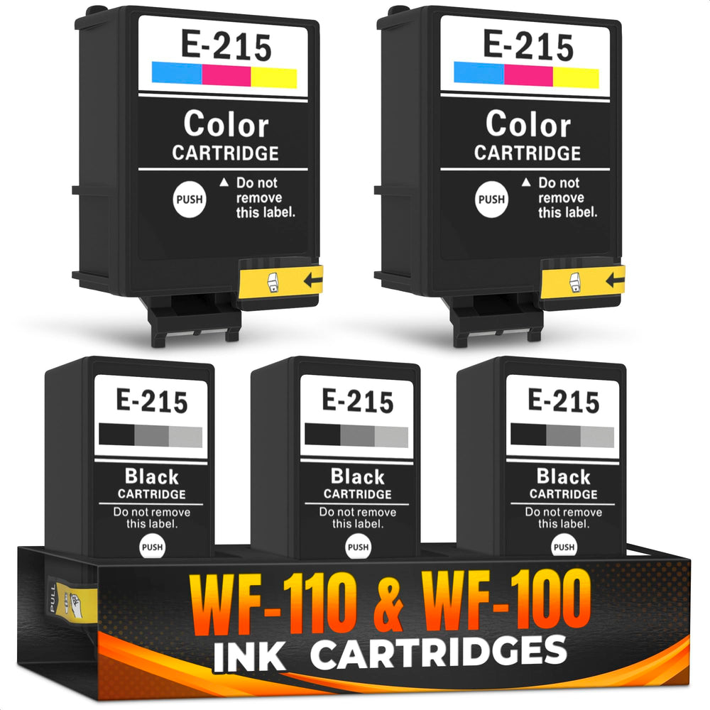 215 Replacement Ink Cartridges, 5 Pack: 3 Black, 2 Tri-Color