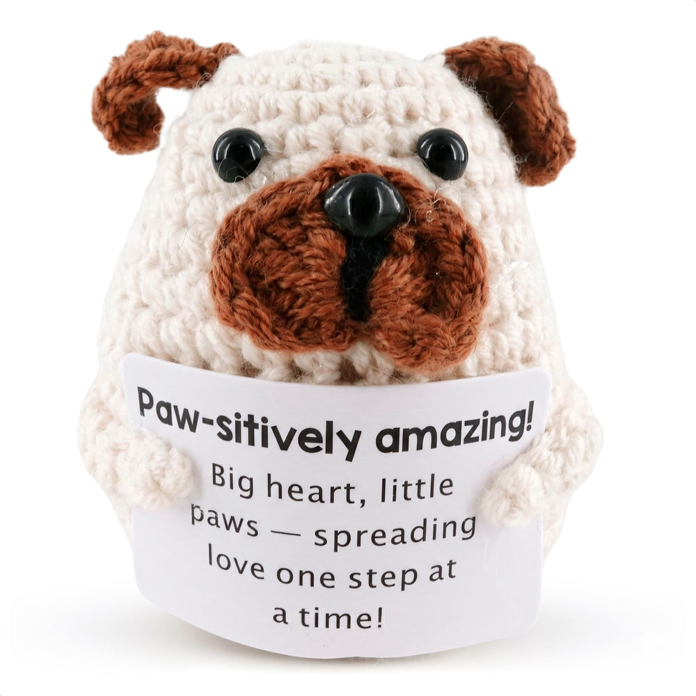 Handmade Crochet Dog with Affirmation Card
