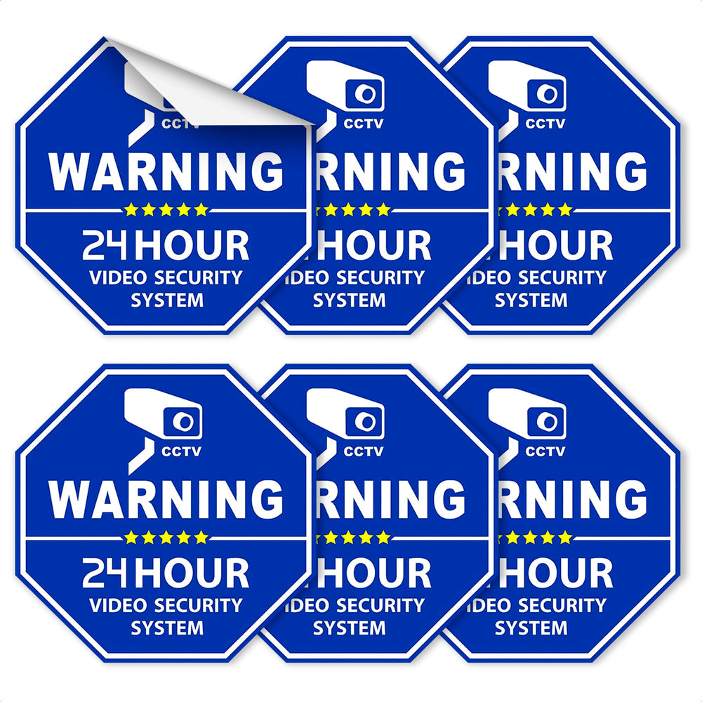 Surveillance Camera Warning Decals, 6 Pack, 3.3 Inch Hexagon