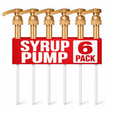 Coffee Syrup Pumps for 750 Ml Bottles, Gold, 6 Pack