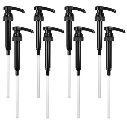 Lockable Black Syrup Pumps for Coffee, 8 Pack