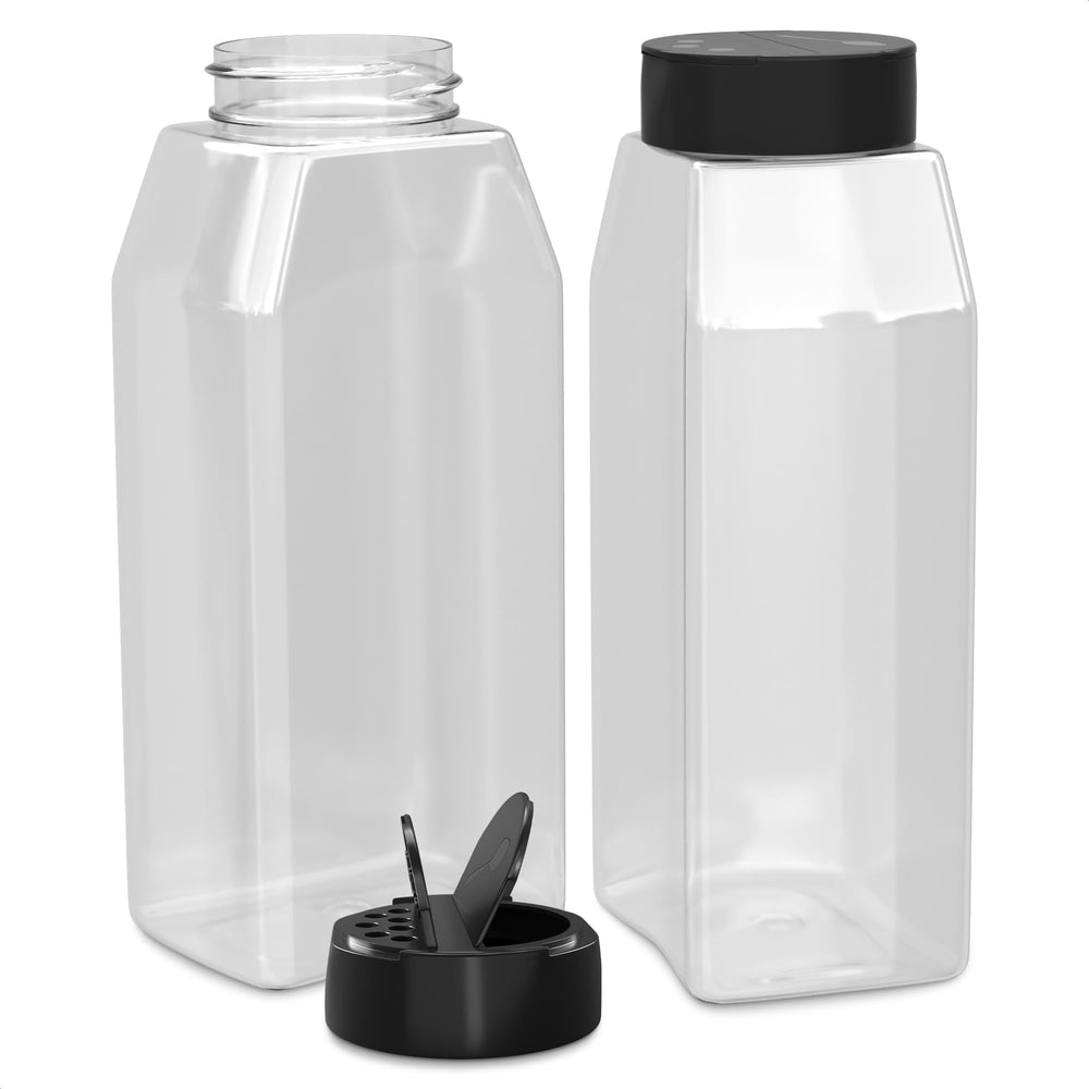 32 Oz Seasoning Shakers with Black Lids, 2 Pack