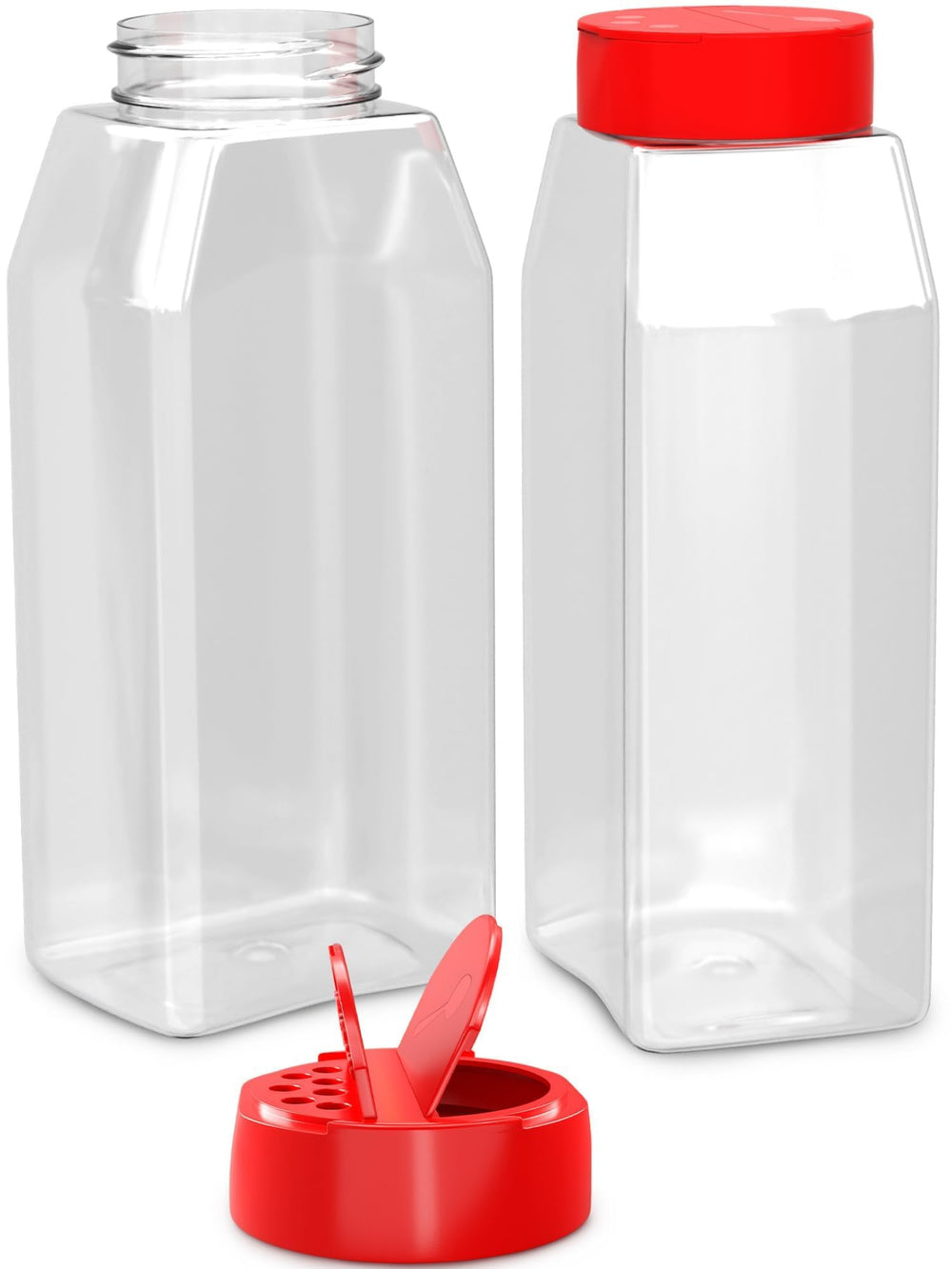 32 Oz Seasoning Shakers with Red Dual Flip Lids, Set of 2