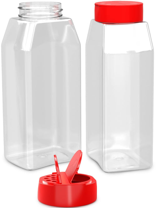 32 Oz Seasoning Shakers with Red Dual Flip Lids, Set of 2