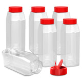 32 oz Seasoning Shakers 6 Pack, Clear Jars with Red Lids