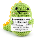 Handmade Crochet Dinosaur with Affirmation Card