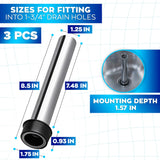 Bar Sink Overflow Stopper Tubes, 1.75 In, 3 Pack