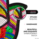 Sequin Hamsa Hand Iron-On Patch with Evil Eye, 9.5 x 7.9 Inch