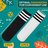Triple-Stripe Knee High Tube Socks, Black and White, 6 Pack