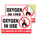 Oxygen in Use No Smoking Vinyl Decals, 3 x 5 In, 2 Pack