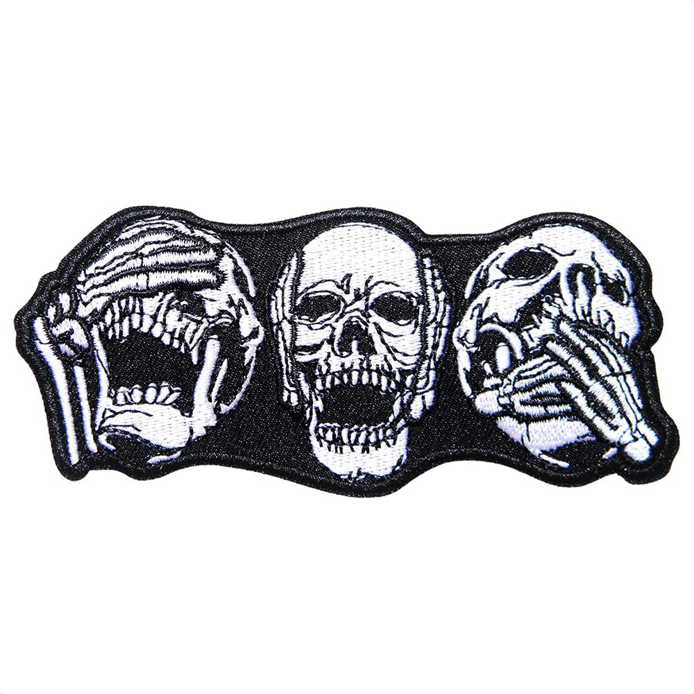 Embroidered Skull Iron-On Patch for Biker Vests and Jackets