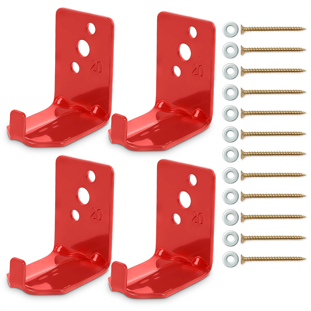 Fire Extinguisher Wall Brackets, 20 Lb Steel, Red, 4 Pack