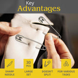 Extra Large 3 Inch Safety Pins, 30 Pack Stainless Steel