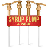 Gold Syrup Pumps 4 Pack, Skinny Style for 750 ml Bottles