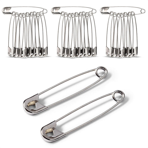 Extra Large 3 Inch Safety Pins, 30 Pack Stainless Steel