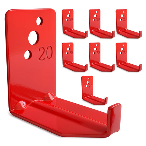 Fire Extinguisher Wall Brackets, 20 Lb Steel, Red, 8 Pack
