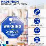 Surveillance Camera Warning Decals, 6 Pack, 3.3 Inch Hexagon