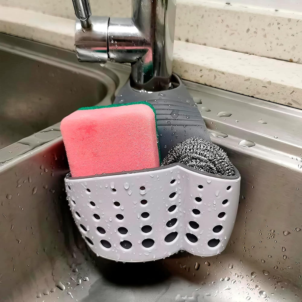 Over-Faucet Silicone Sponge Holder, Adjustable Sink Caddy