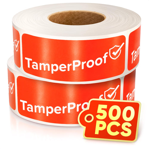Tamper Proof Stickers, 1 x 3 Inch, Orange, 500 Pack