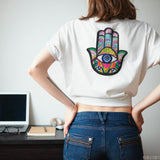 Sequin Hamsa Hand Iron-On Patch with Evil Eye, 9.5 x 7.9 Inch
