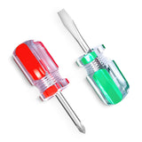 2 Mini Stubby Screwdrivers, Flat and Phillips, Magnetic Tip