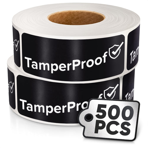 Tamper Proof Stickers 500 Pack, 1 x 3 Inch Black