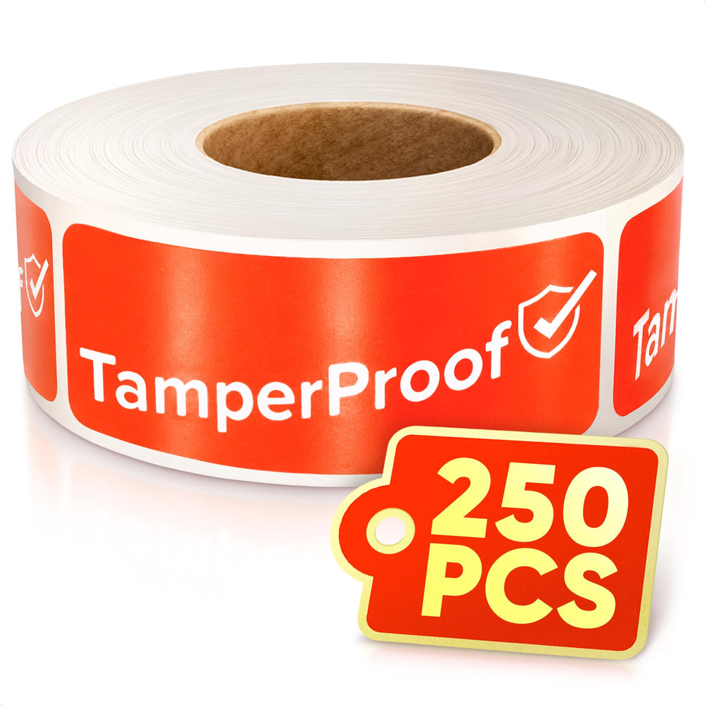 Tamper Proof Stickers, 1 x 3 Inch, Orange, 250 Pack