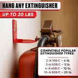 Fire Extinguisher Wall Brackets, 20 Lb Steel, Red, 4 Pack