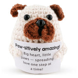 Handmade Crochet Dog with Affirmation Card
