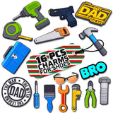 Dad-Themed PVC Shoe Charms, 16 Piece Set for Clogs and Bands
