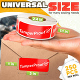250 Red Tamper Proof Seal Stickers, 1 x 3 In Roll