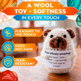 Handmade Crochet Dog with Affirmation Card