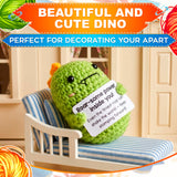 Handmade Crochet Dinosaur with Affirmation Card