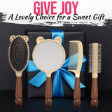 Hair Detangler Brush Set 4 Piece with Cat Mirror, Assorted