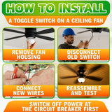 Ceiling Fan Direction Toggle Switch, 6-Pin, Prewired Leads