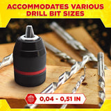 Keyless Self-Tightening Drill Chuck, 1/2-20 UNF, 2-13mm