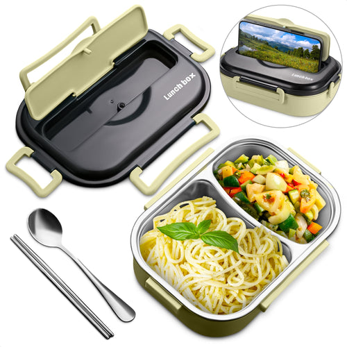 Stainless Steel Bento Lunch Box with Hot-Water Warming Tray