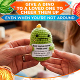 Handmade Crochet Dinosaur with Affirmation Card