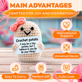 Crochet Potato Desk Figurine with Ribbon and Card, 3.14 x 2.36 In