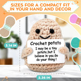 Handmade Crochet Potato Plush with Encouragement Card, 3.14 In