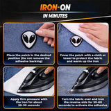 6 Pcs Embroidered Alien Iron-On Patches, 2.92 x 2.14 In