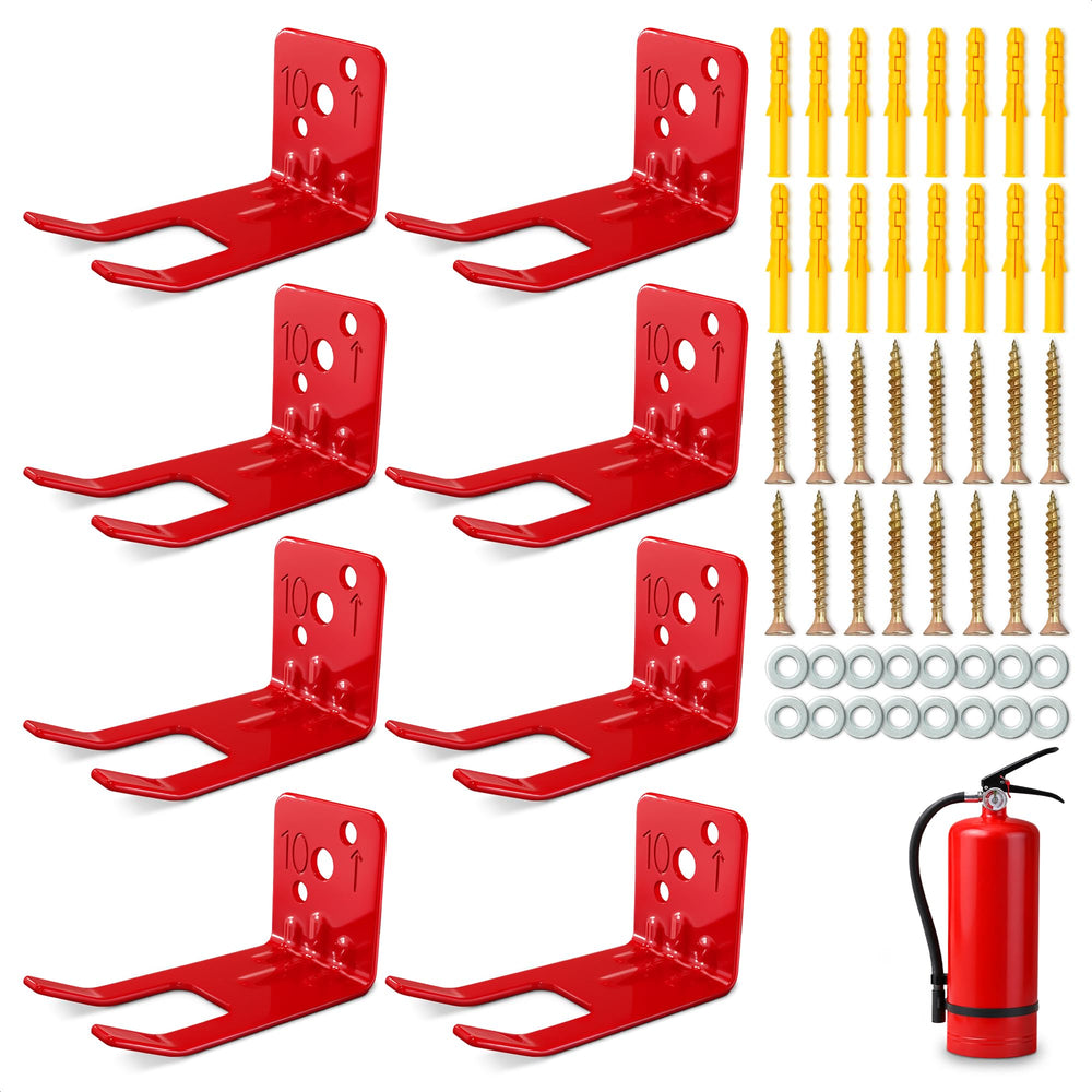 Fire Extinguisher Wall Brackets 8 Pack, Red Steel, 20 lb Rated