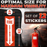 12 Pack Fire Extinguisher Vinyl Signs, 4 x 11.8 Inch