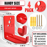 Fire Extinguisher Wall Brackets, 20 Lb Steel, Red, 4 Pack