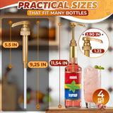 Gold Syrup Pumps 4 Pack, Skinny Style for 750 ml Bottles