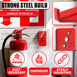 Fire Extinguisher Wall Brackets, 20 Lb Steel, Red, 4 Pack