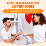 Crochet Potato Desk Figurine with Ribbon and Card, 3.14 x 2.36 In